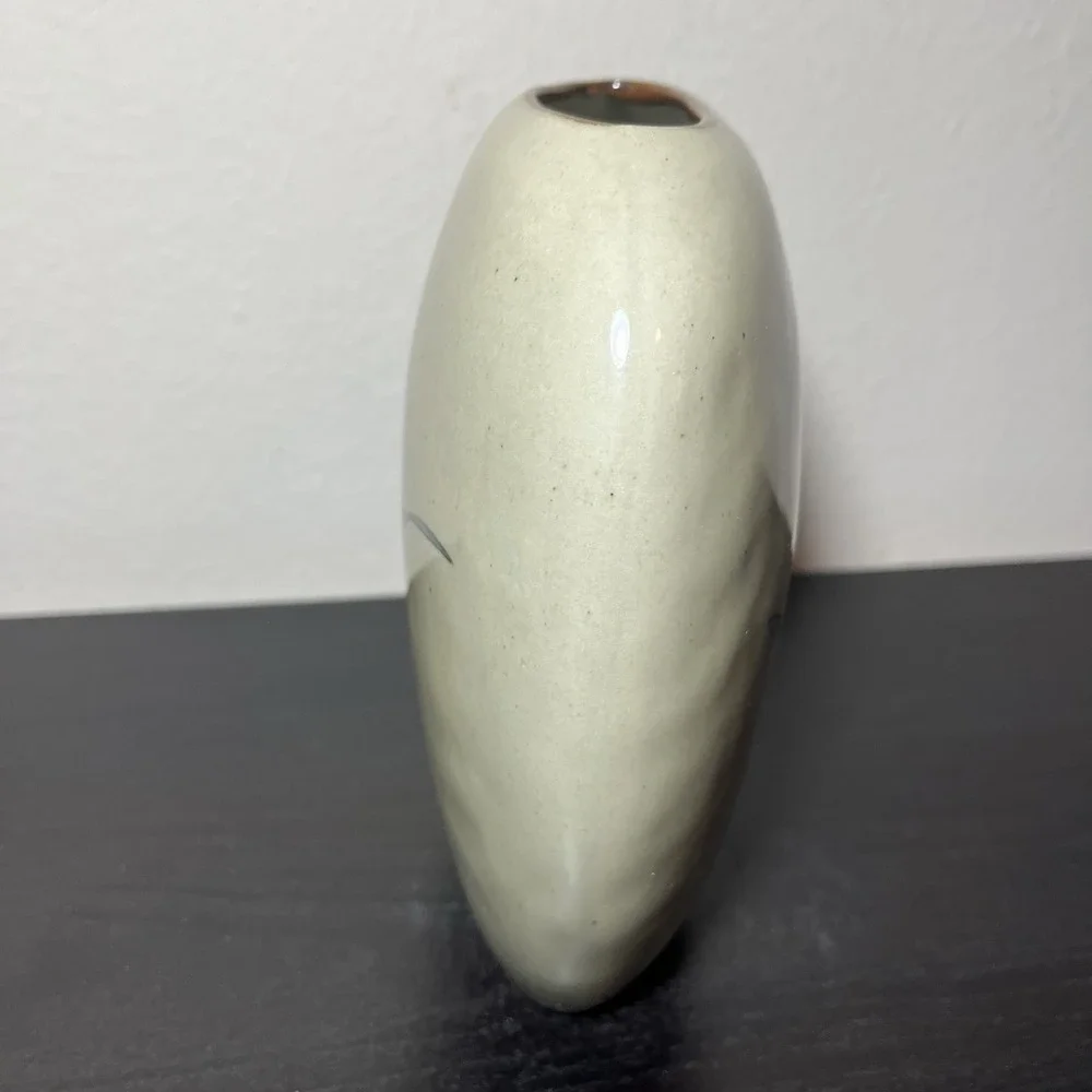 Otagiri MCM Flat‎ Vase Royal Iris Handcrafted VTG Decor Floral Botanical Japan